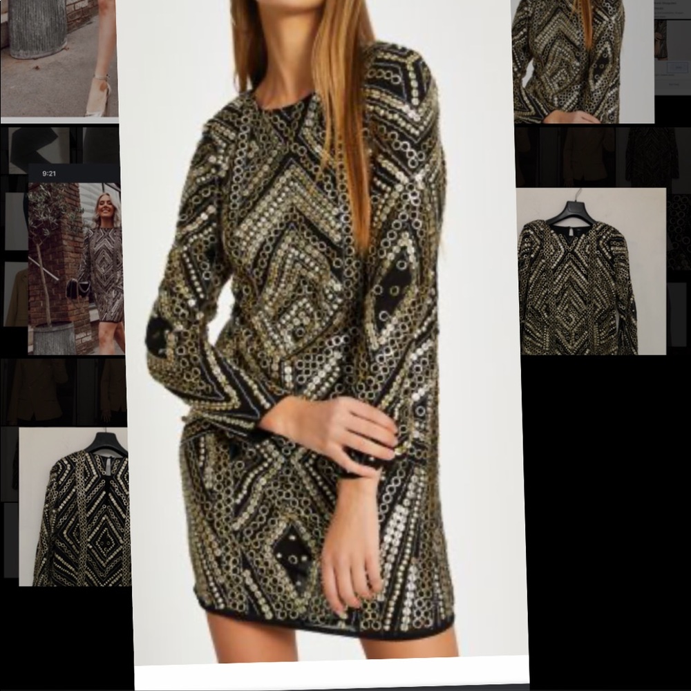 NWT gold metallic strap dress embelished